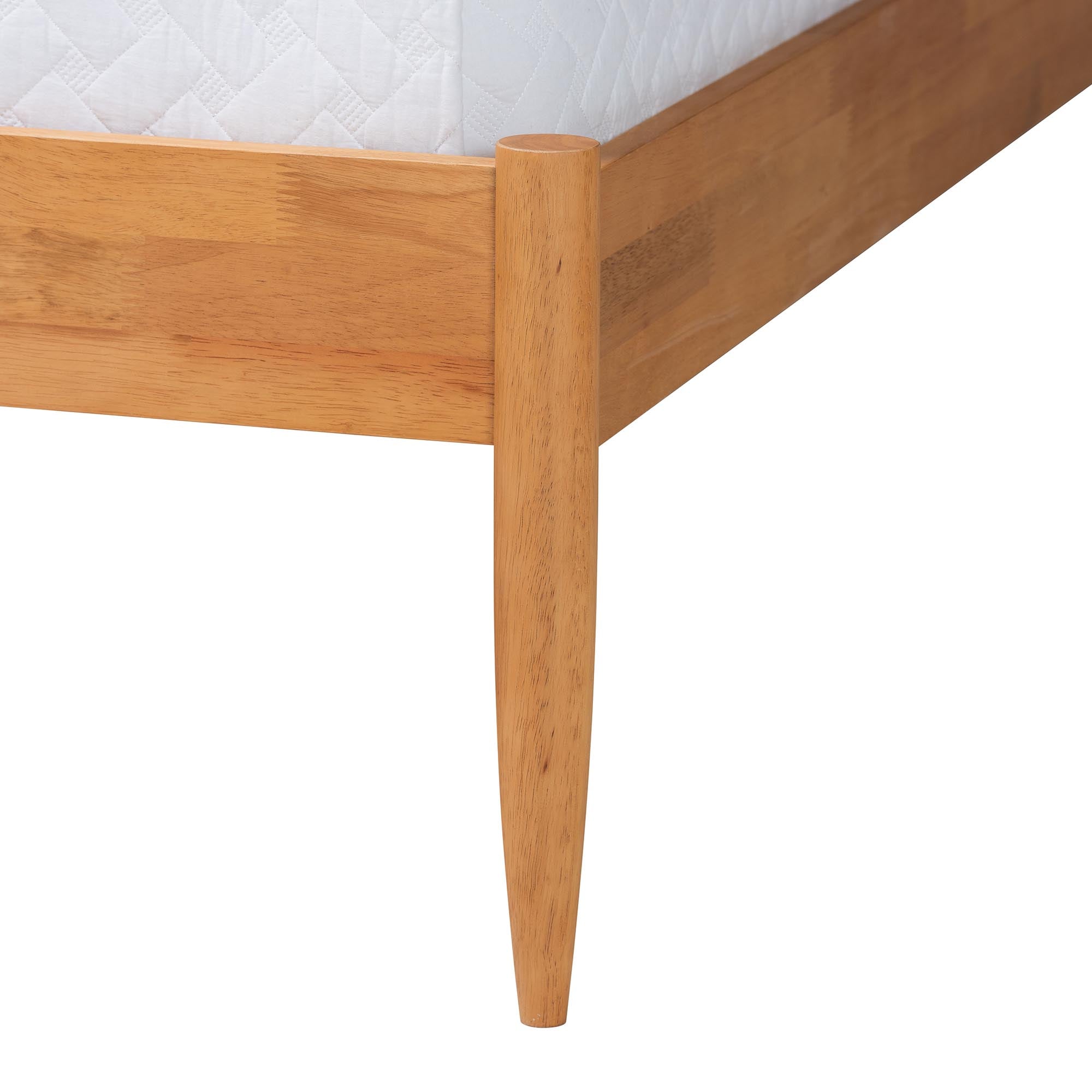 Wrenley Japandi Oak Brown Wood Queen Bed with Antique Rattan