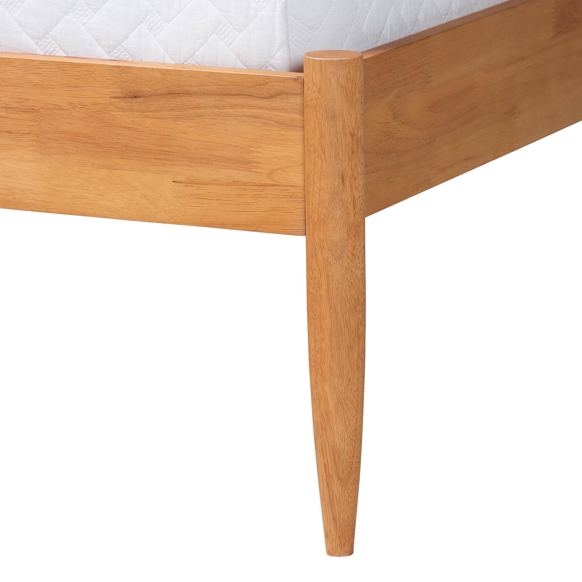 Dawson Japandi Cream Teddy Fabric and Oak Brown Wood Queen Bed