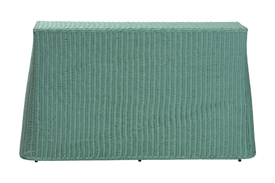 Palm Bohemian Seafoam Green Scallop Rattan Console Table