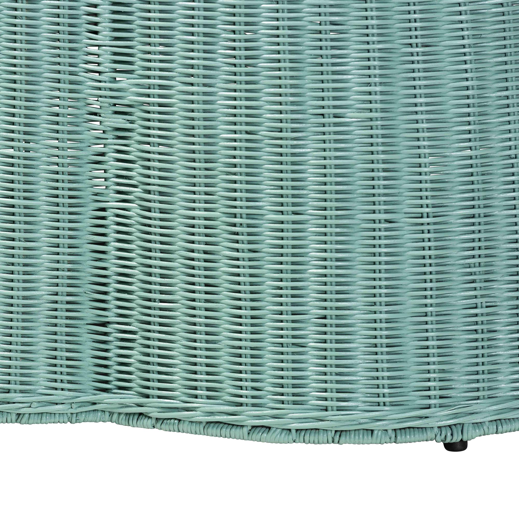 Palm Bohemian Seafoam Green Scalloped Rattan Coffee Table