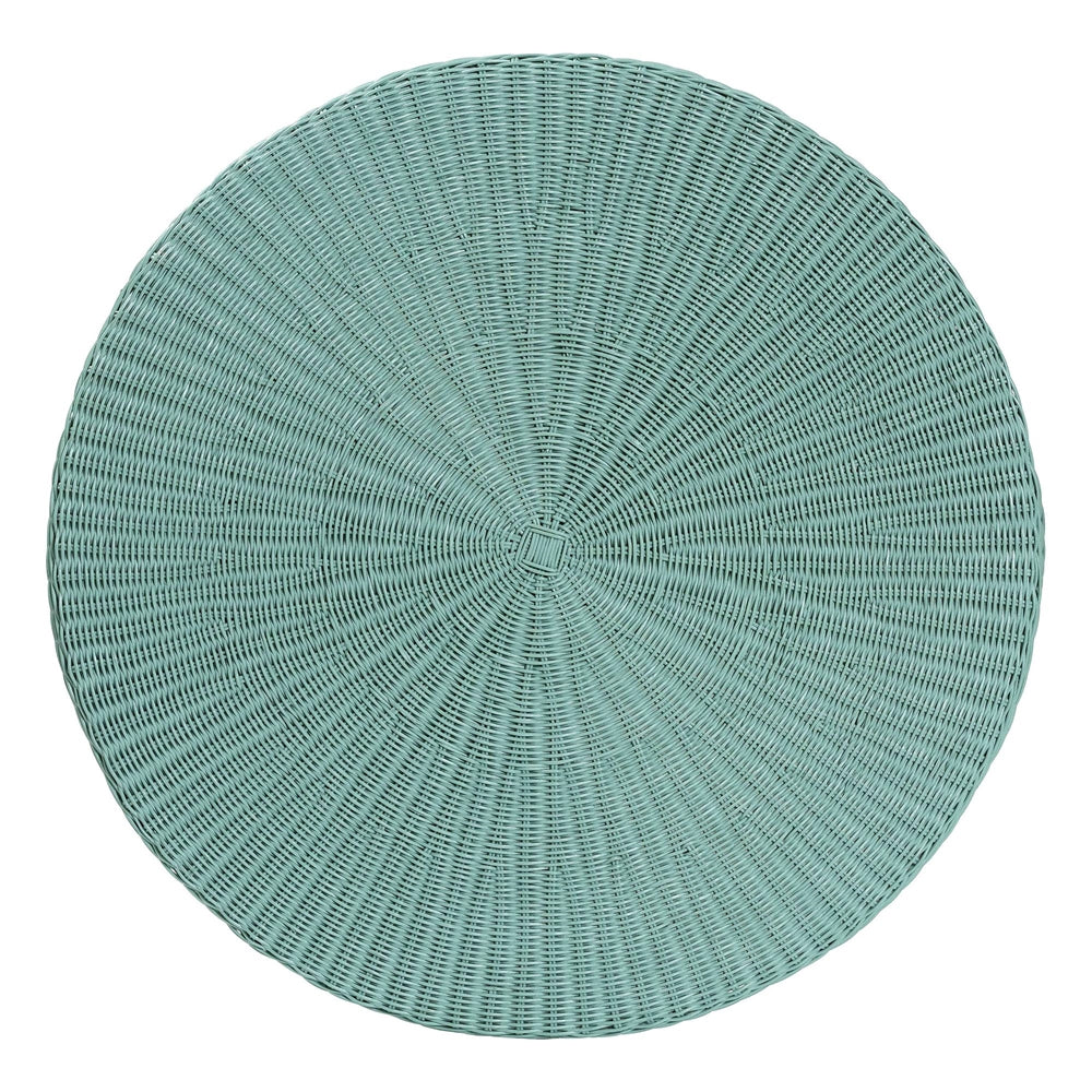Palm Bohemian Seafoam Green Scalloped Rattan Coffee Table