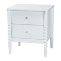 Lucera Mid-Century White 2-Drawer Bobbin Nightstand