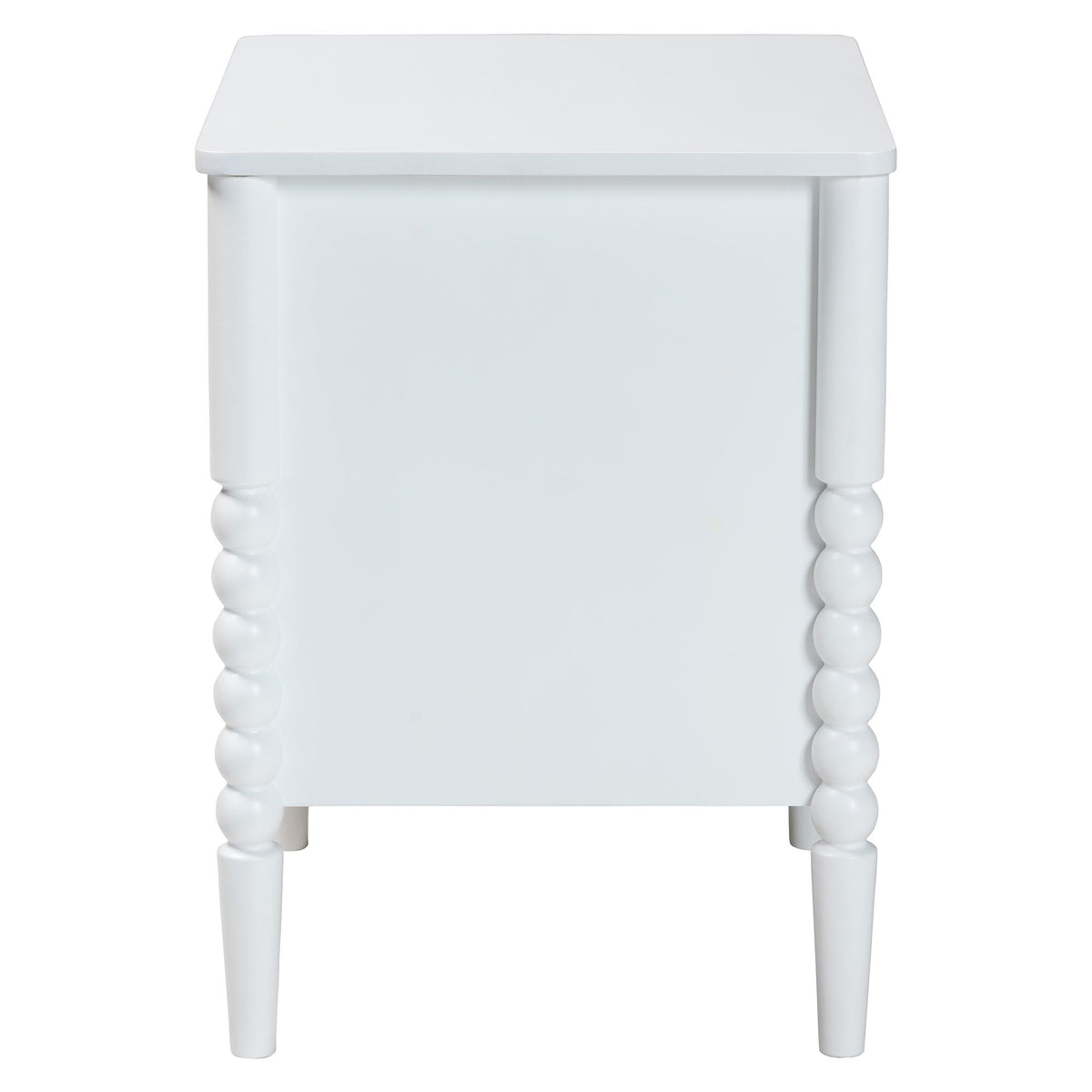Lucera Mid-Century White 2-Drawer Bobbin Nightstand
