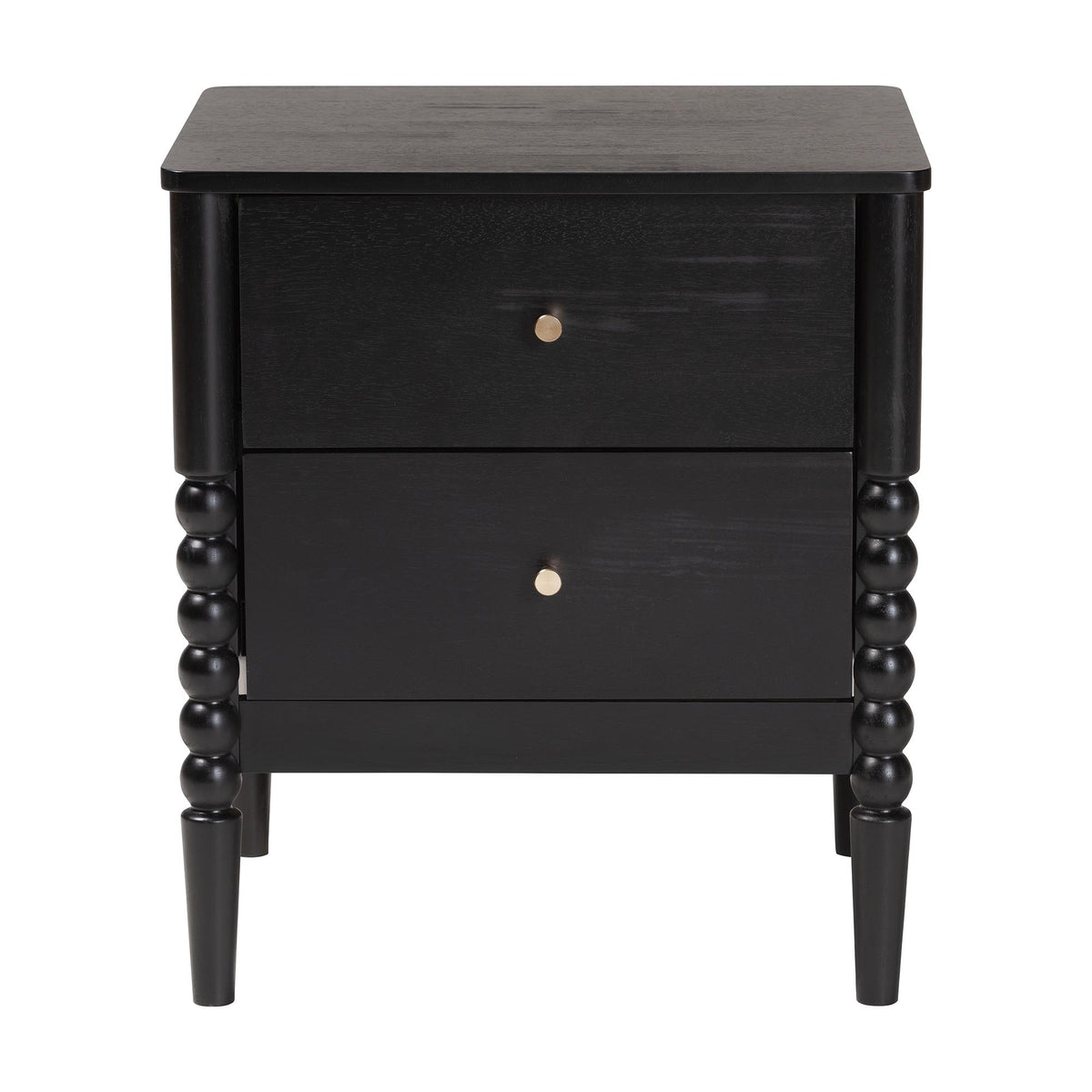 Lucera Mid-Century Black 2-Drawer Bobbin Nightstand