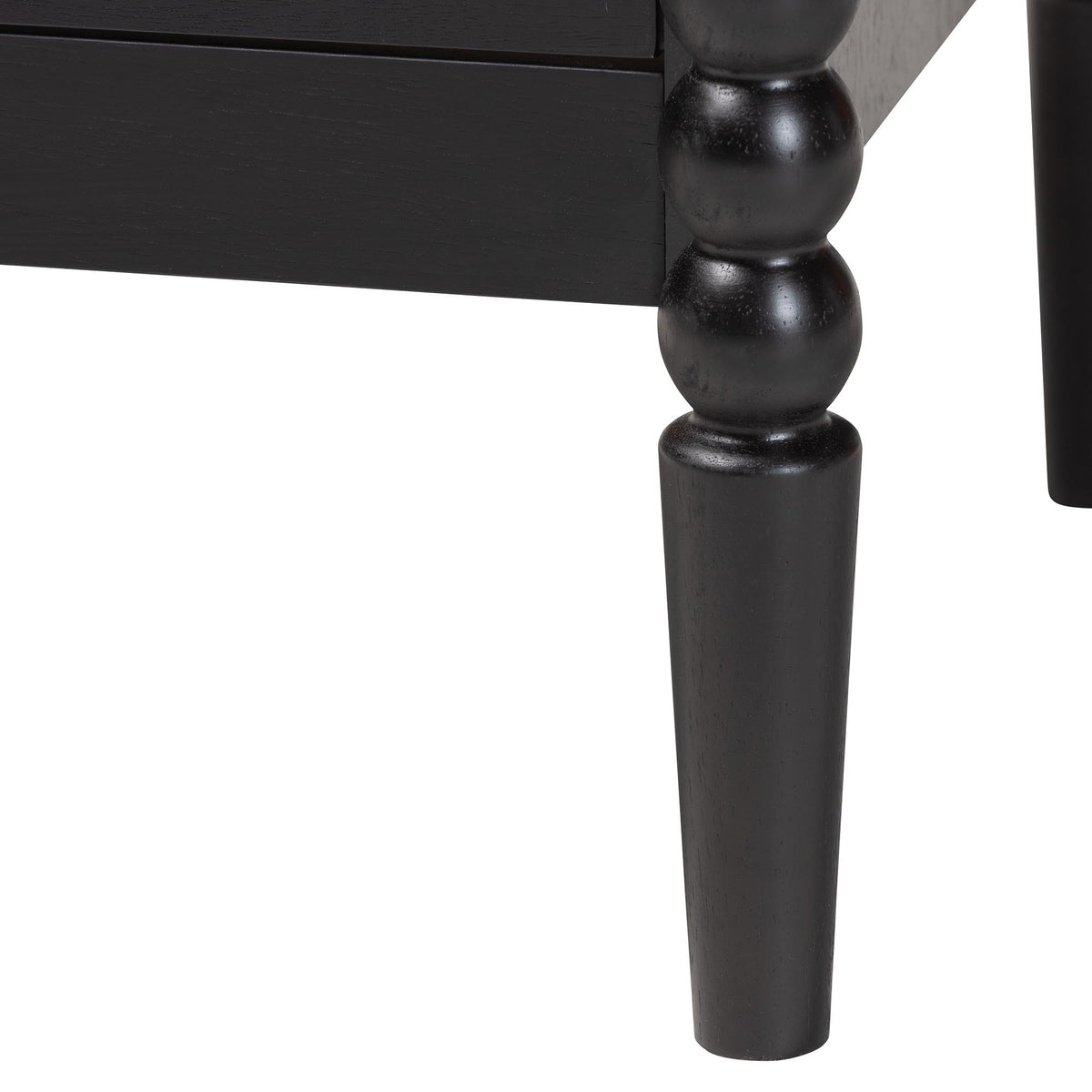 Lucera Mid-Century Black 2-Drawer Bobbin Nightstand