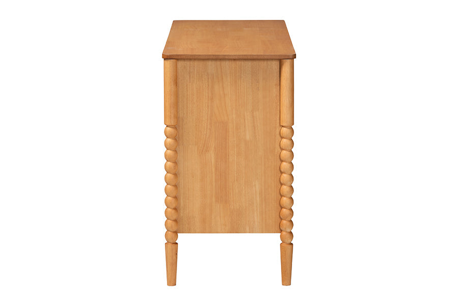 Lucera Mid-Century Oak Brown Bobbin Wood 6-Drawer Dresser