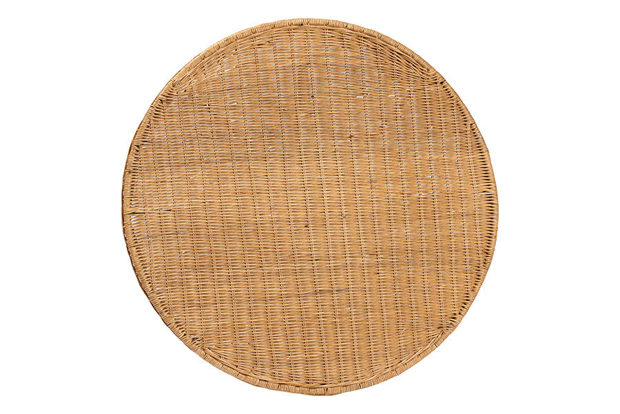 Pabla Bohemian Light Honey Rattan Scalloped Console Table