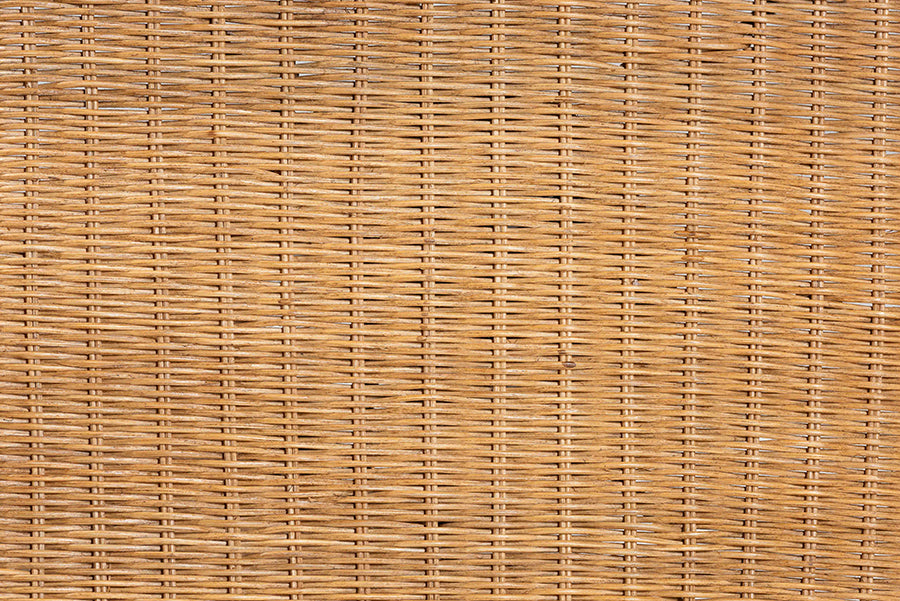 Pabla Bohemian Light Honey Rattan Scalloped Console Table