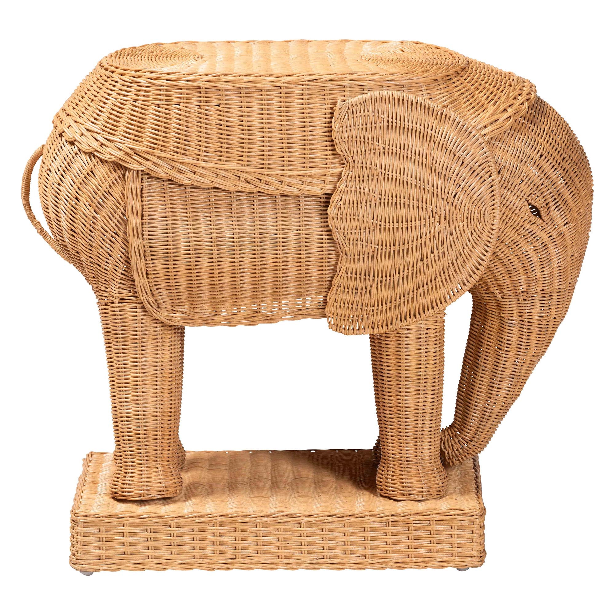 Elissa Bohemian Light Honey Rattan Elephant End Table