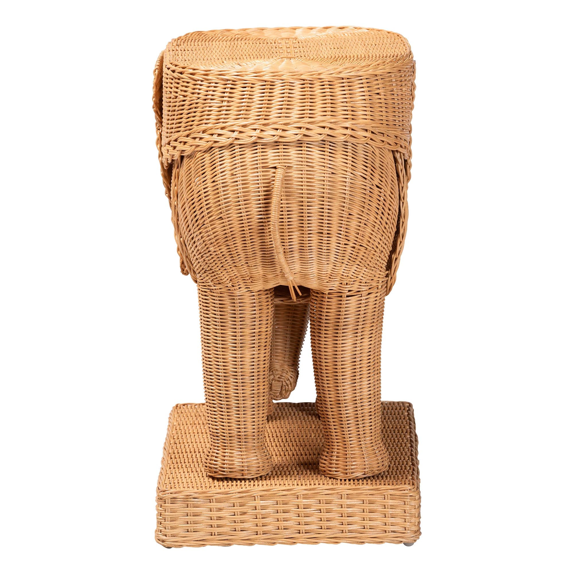 Elissa Bohemian Light Honey Rattan Elephant End Table