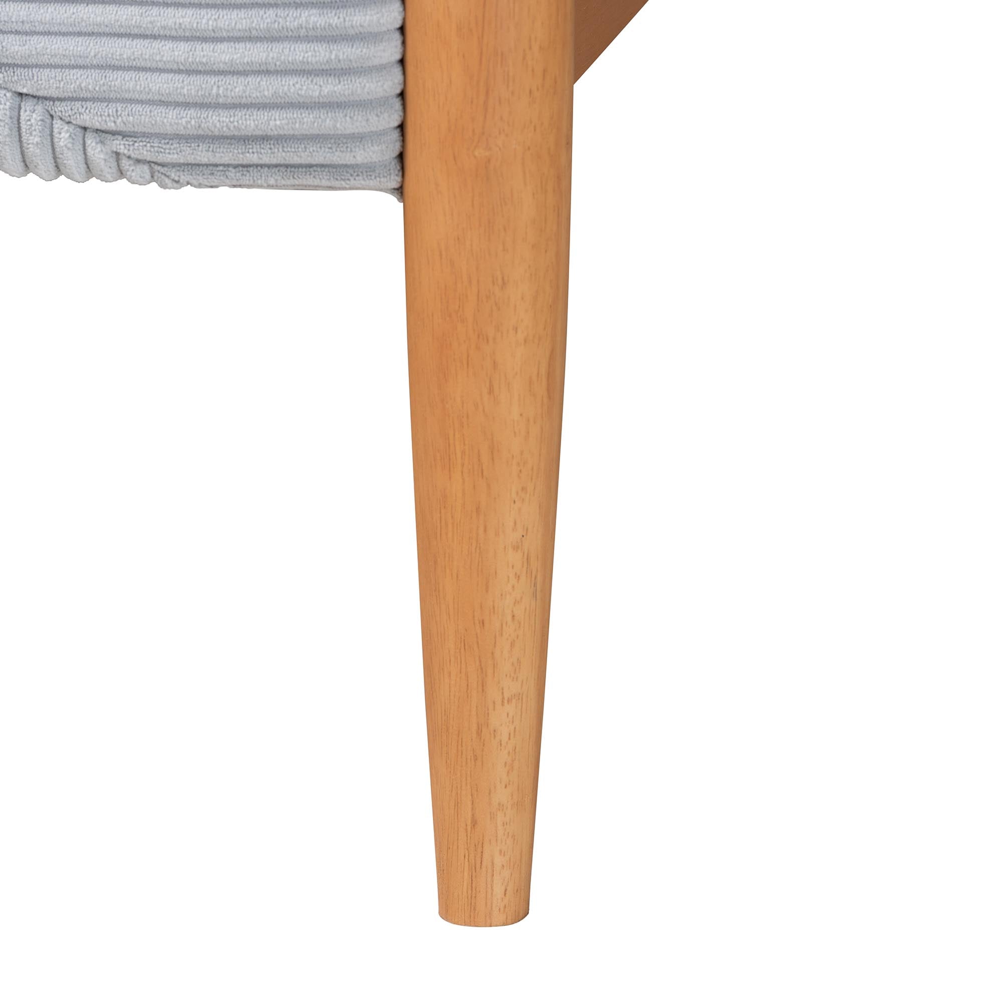Taylin Mid-Century Grey Corduroy and Oak Brown Wood Queen Bed