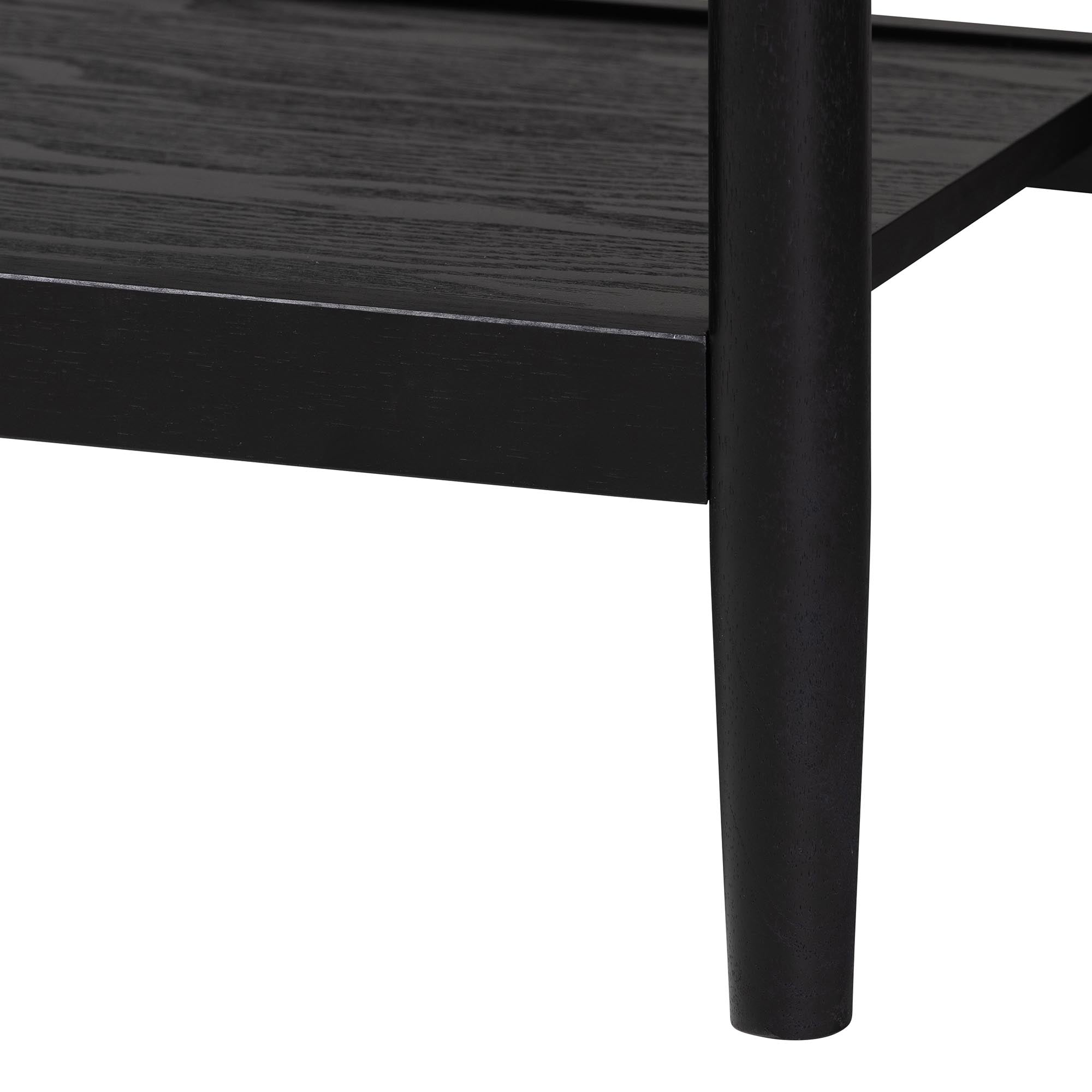 Shirin Mid-Century Beige Fabric and Black Wood 6-Drawer Dresser