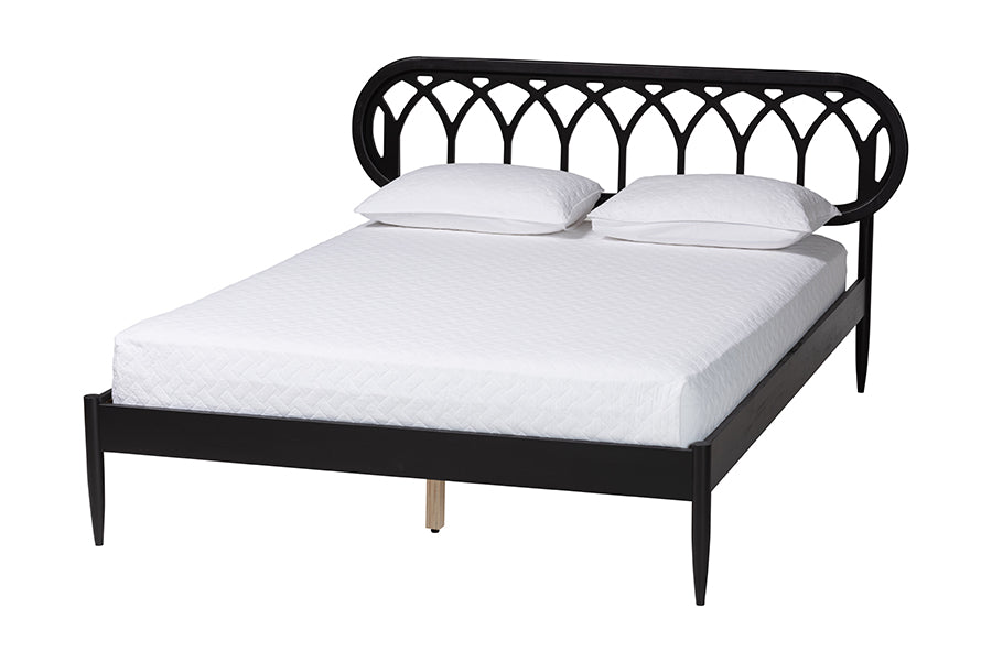 Florica Art Deco Black Wood Queen 4-Piece Bedroom Set