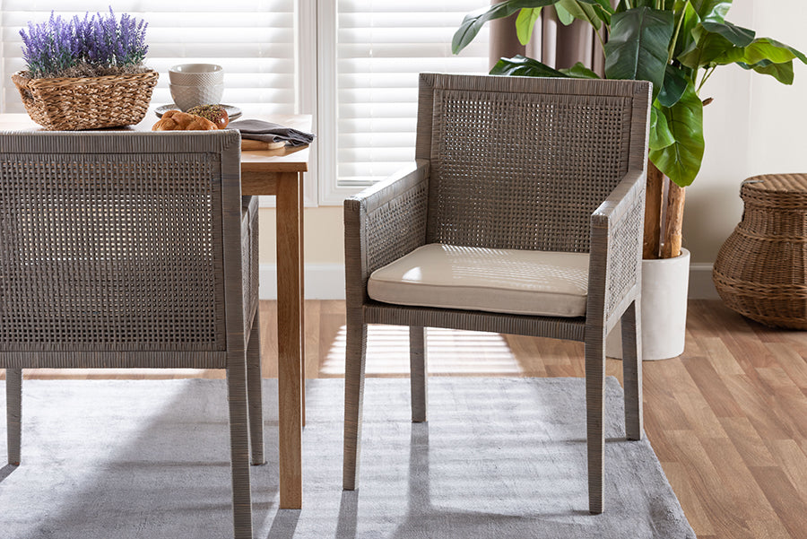 Karis Grey Rattan Dining Armchair