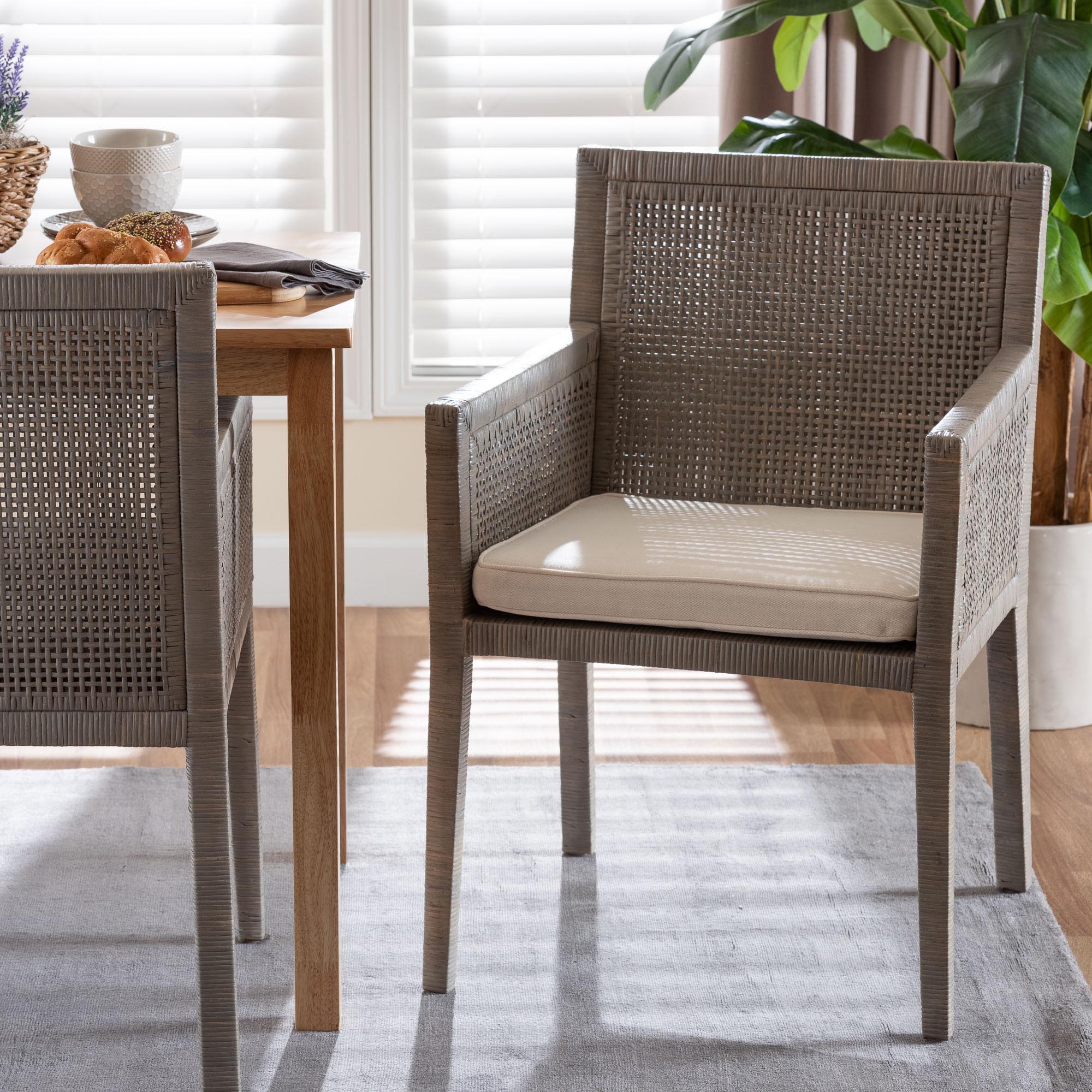 Karis Grey Rattan Dining Armchair