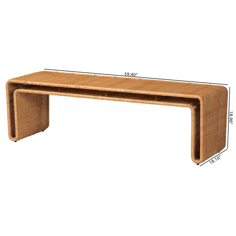 Nevada Bohemian Light Honey Rattan Accent Bench