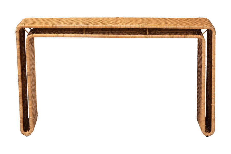 Nevada Bohemian Light Honey Rattan Console Table