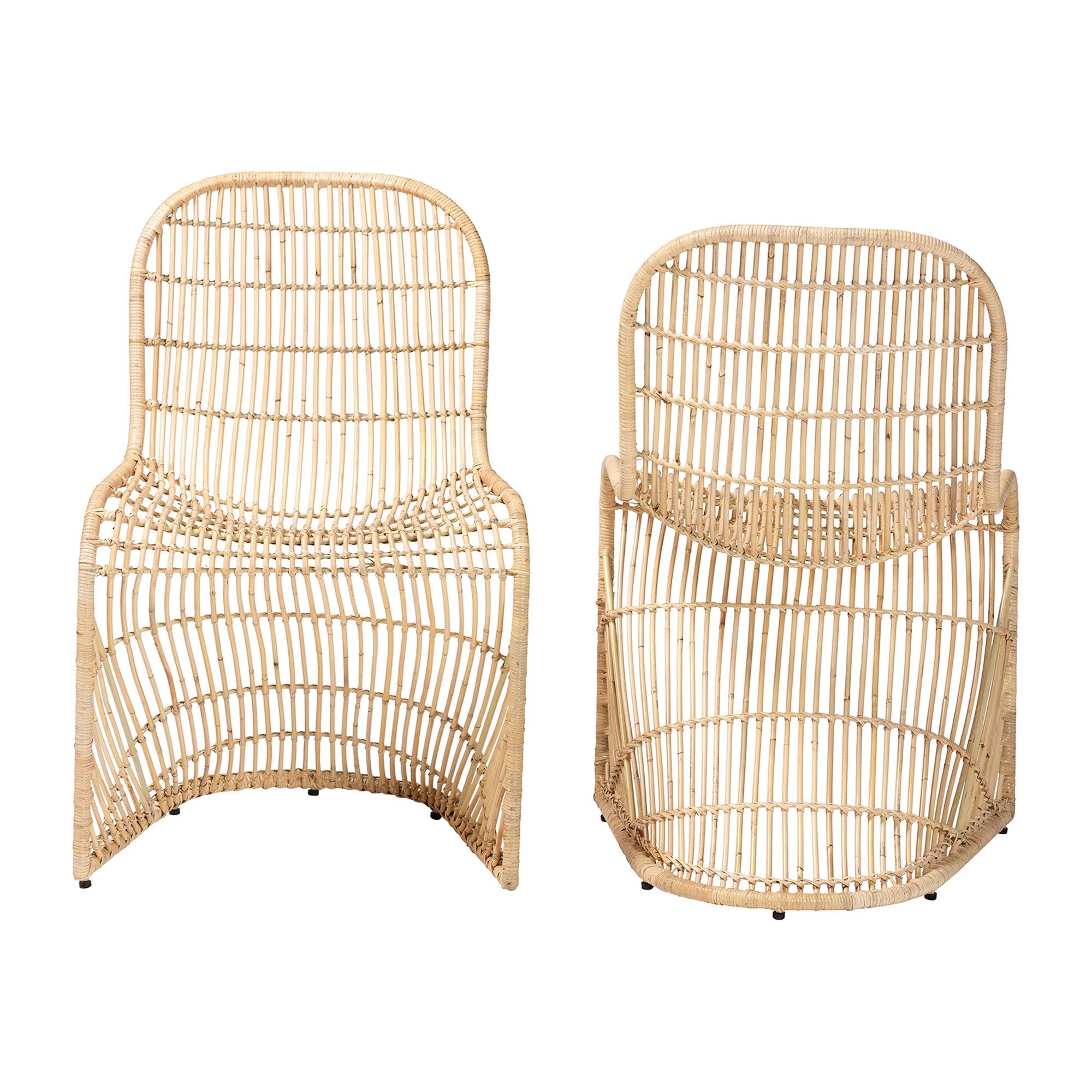 bali & pari Rosalba Bohemian Light Honey Rattan S-Curve Dining Chair