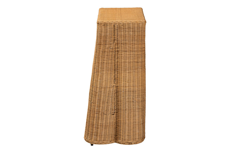 Palm Scallop Natural Rattan Console Table - Handwoven Wicker Accent Table for Hallway or Entryway, Coastal & Boho Décor, Rectangle 36"