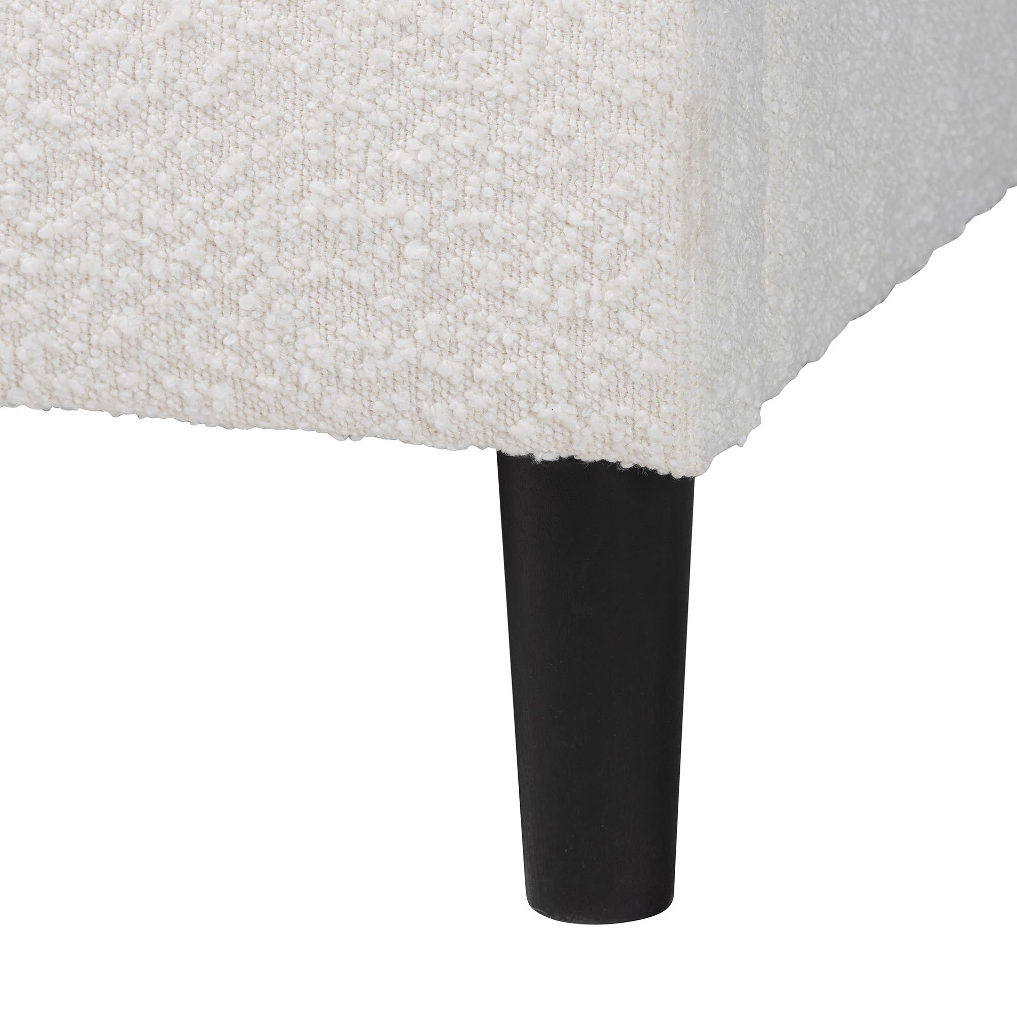 Albion Boucle Upholstered Platform Bed - Soft Fabric Queen Size Bed Frame with Padded Headboard, Minimalist Design, Cream