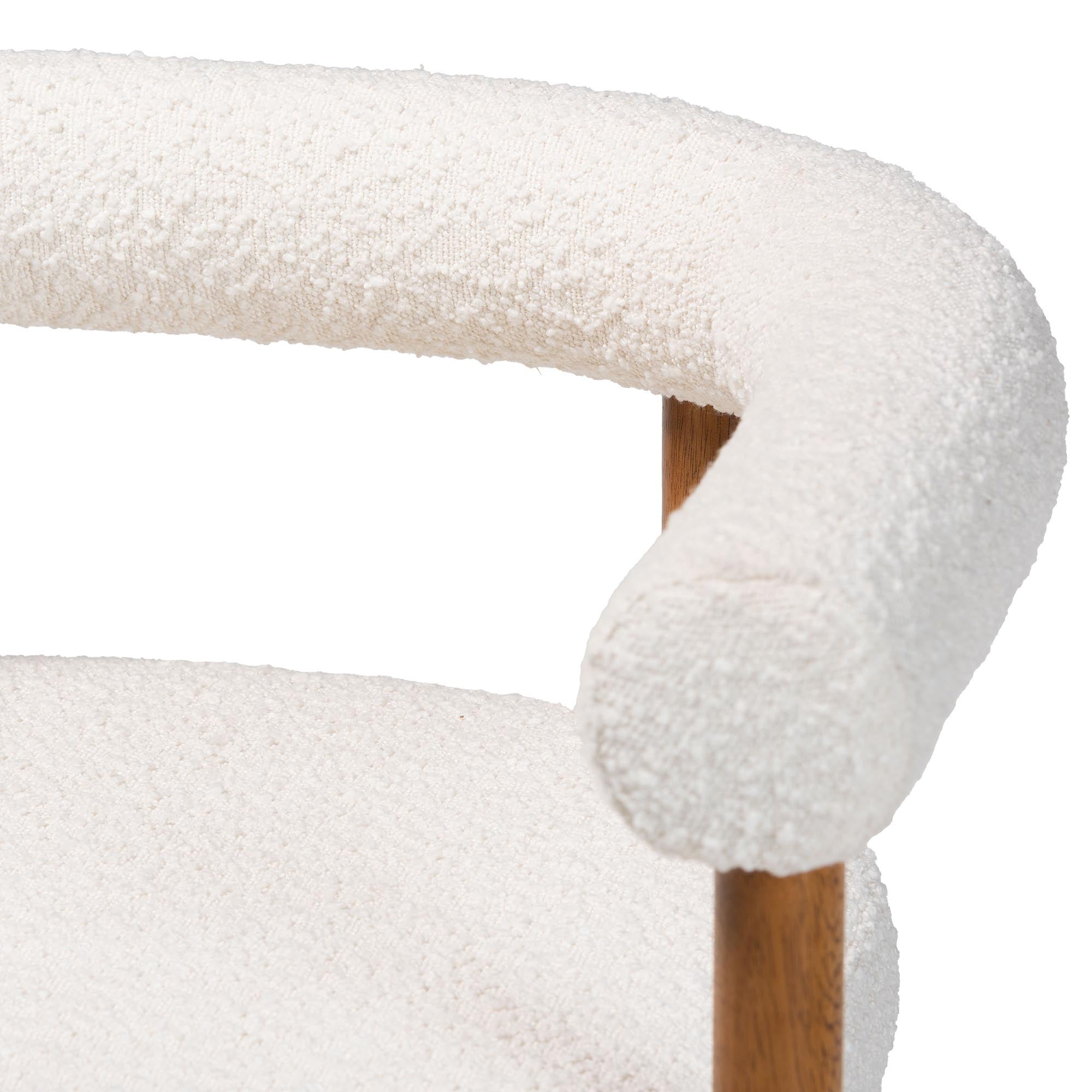 Caia Boucle Dining Chair - Modern Upholstered Accent Armchair, Cream, Minimalist Design
