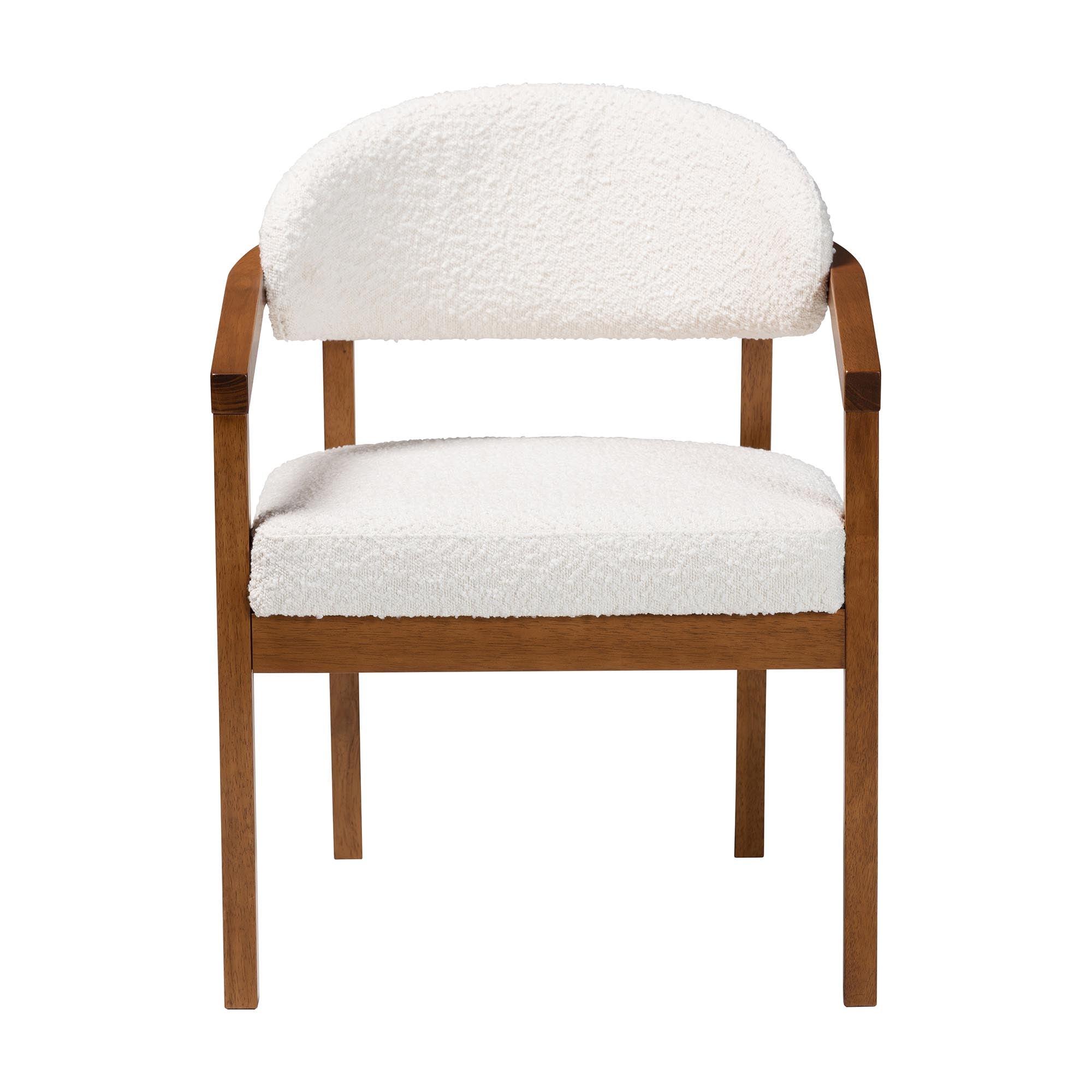Biana Boucle Dining Chair - Modern Upholstered Accent Armchair, Cream, Minimalist Design