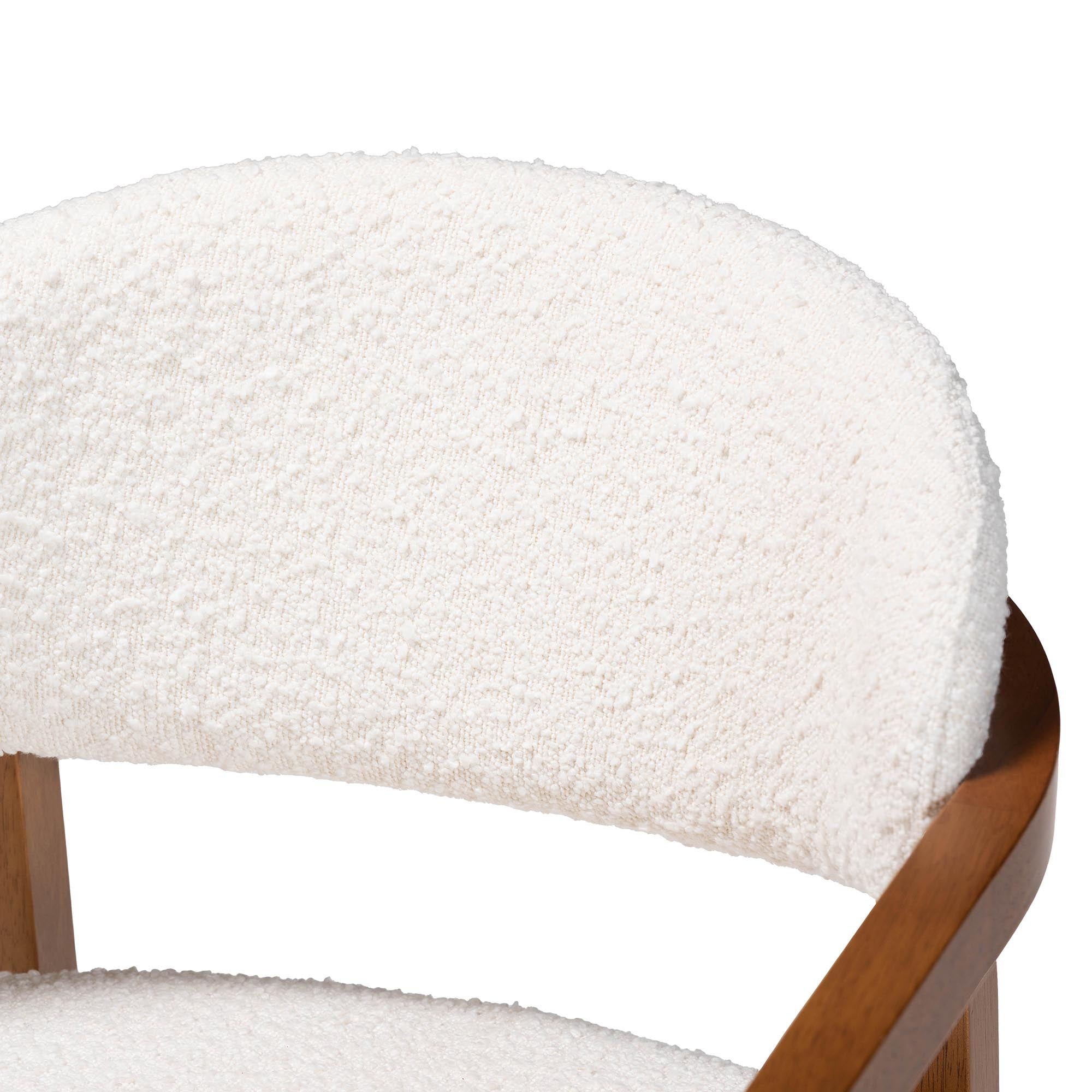 Biana Boucle Dining Chair - Modern Upholstered Accent Armchair, Cream, Minimalist Design