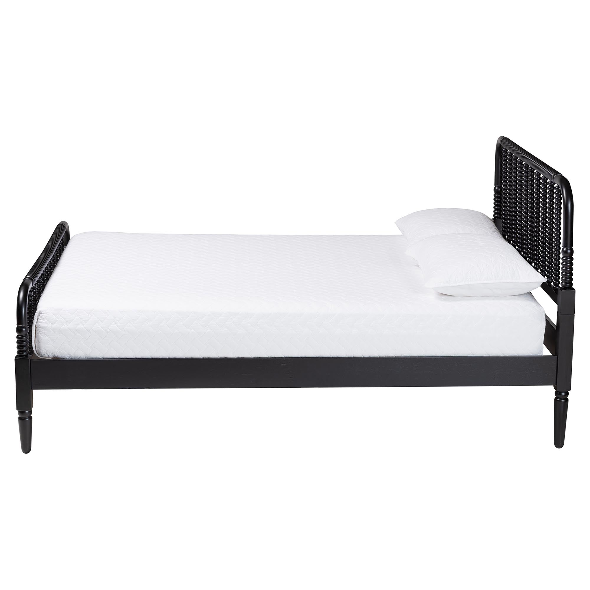 Braith Farmhouse Black Spindle Wood King Size Platform Bed