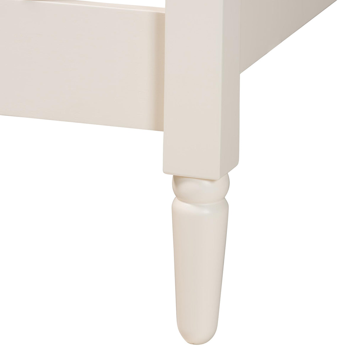 Braith Farmhouse Ivory Spindle Wood King Size Platform Bed