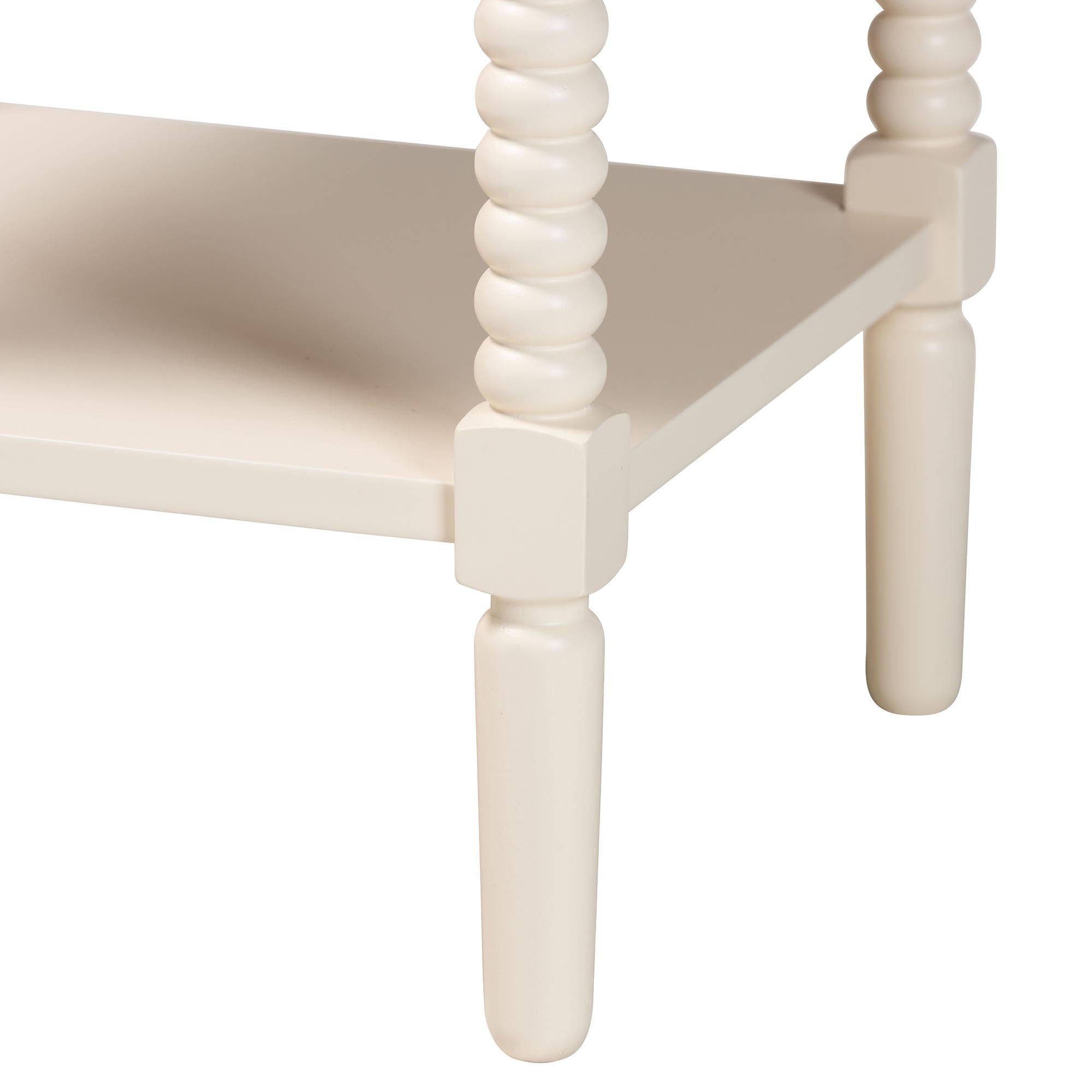 Braith Farmhouse Ivory Spindle Wood 1-Drawer Nightstand