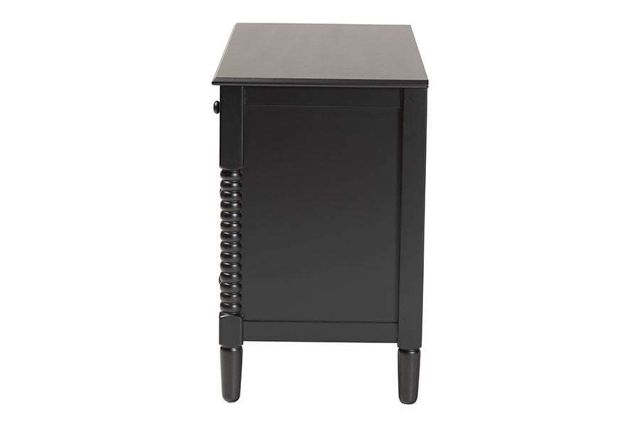 Braith Farmhouse Black Spindle Wood 7-Drawer Dresser