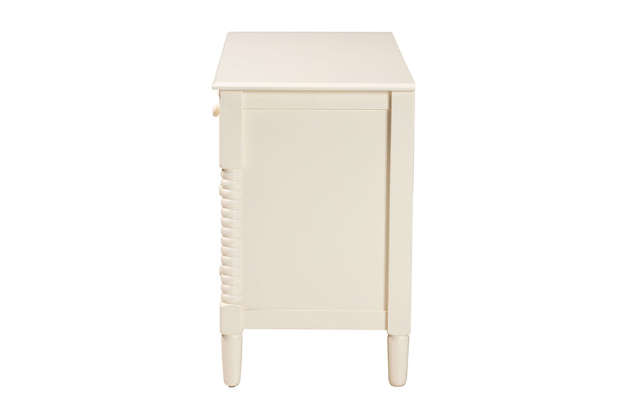 Braith Farmhouse Ivory Spindle Wood 7-Drawer Dresser