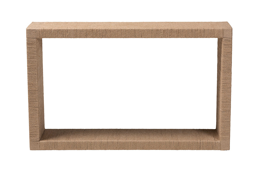 Rajiya Handwoven Jute Console Table - Rectangular Open-Frame Entryway Table with Natural Texture, Minimalist Coastal Boho Accent for Living Room or Hallway Décor