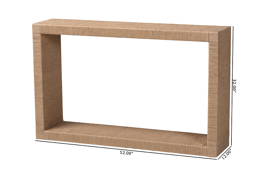 Rajiya Handwoven Jute Console Table - Rectangular Open-Frame Entryway Table with Natural Texture, Minimalist Coastal Boho Accent for Living Room or Hallway Décor