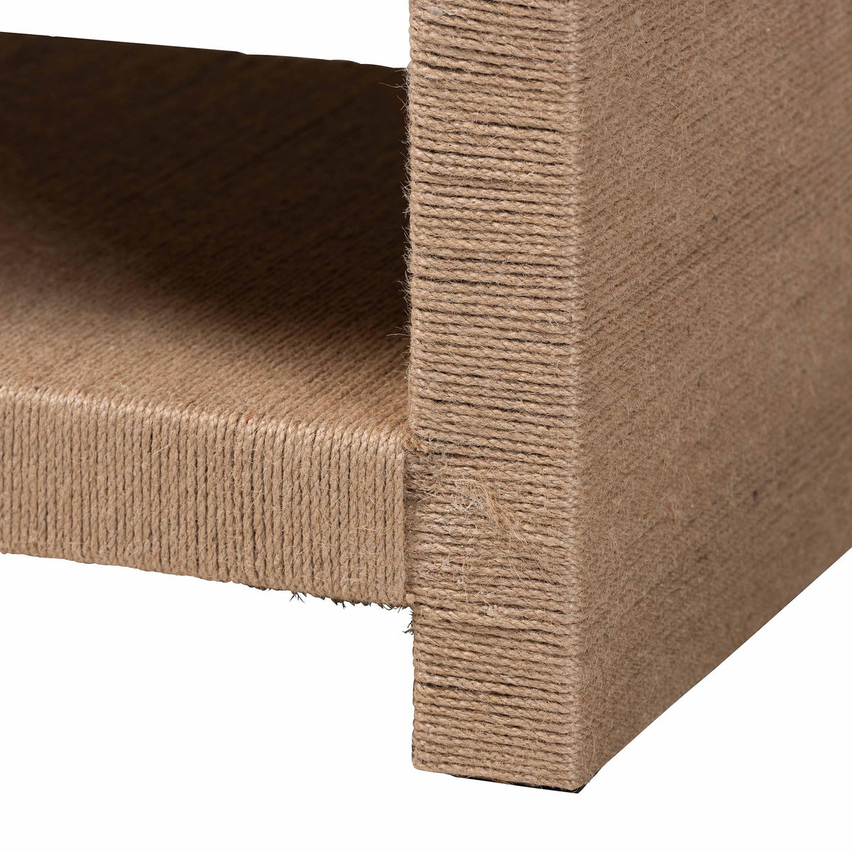 Adaya Handwoven Jute Coffee Table - Rectangular Living Room Center Table with Open Shelf Storage, Handcrafted Boho Accent Furniture