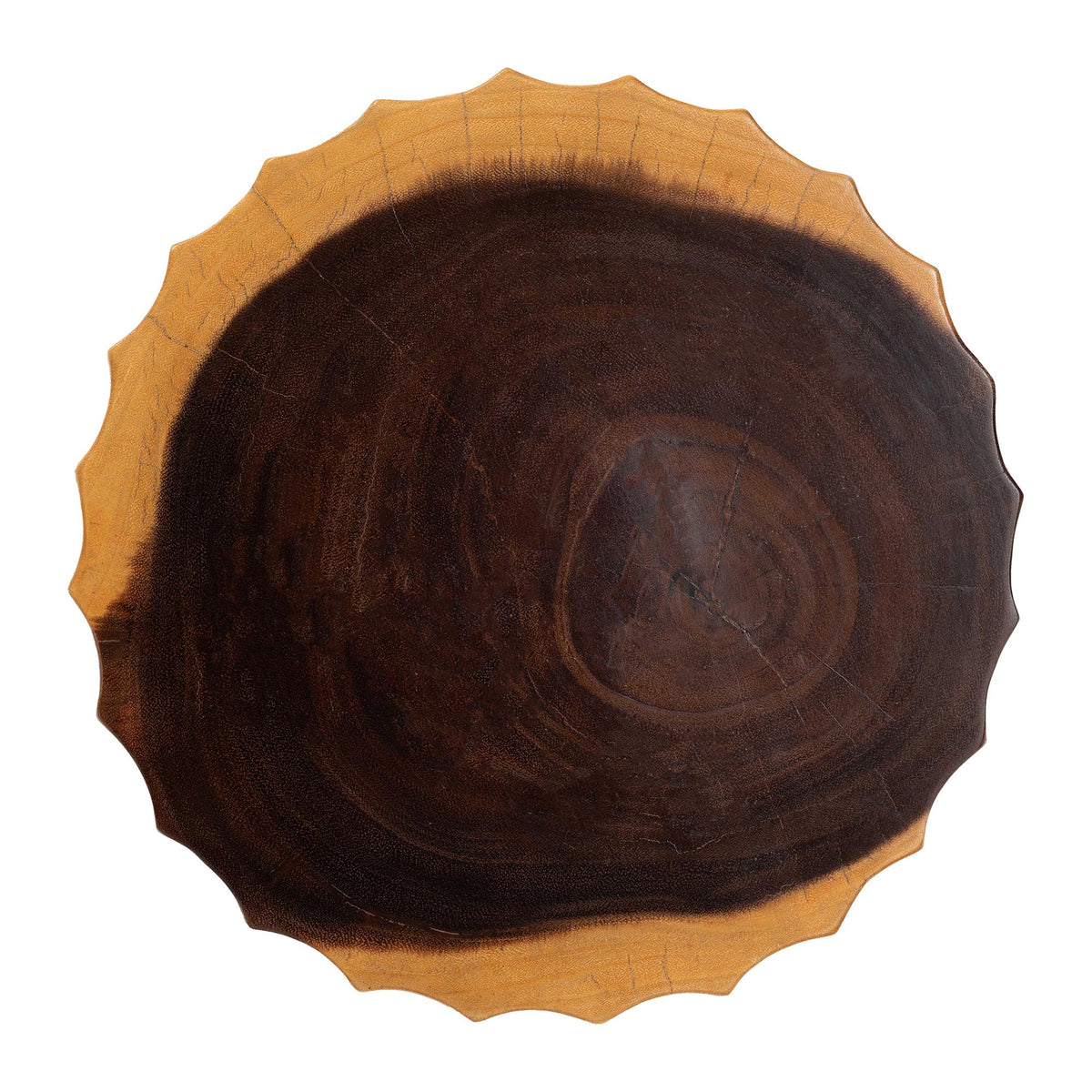 Noleta Hand-carved Suar Wood Side Table - Sculptural Hourglass Accent Table with Natural Grain, Modern Boho Style for Living Room or Bedroom