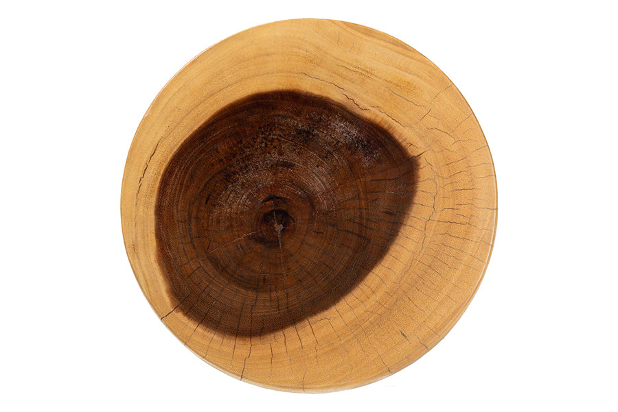 bali & pari Alara Hand-carved Suar Wood Side Table - Sculptural Pedestal Accent Table with Natural Grain, Modern Boho Style for Living Room or Bedroom