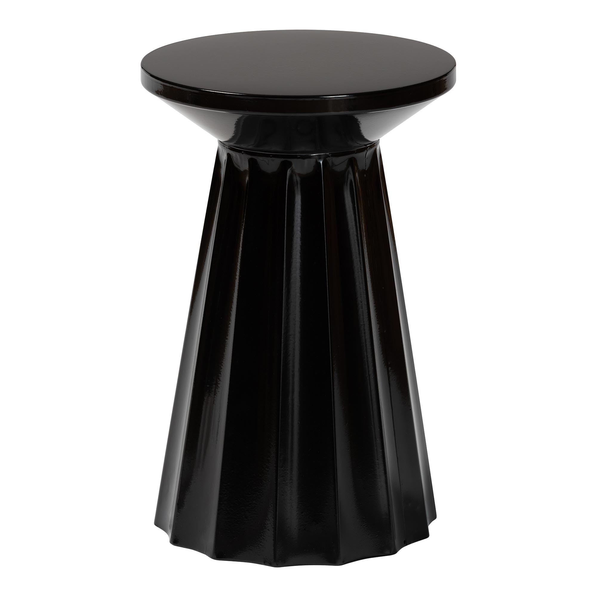 Baxton Studio Ulmer Metal Scalloped Side Table - Modern Round Accent Table for Indoor or Semi-Outdoor Use, Black