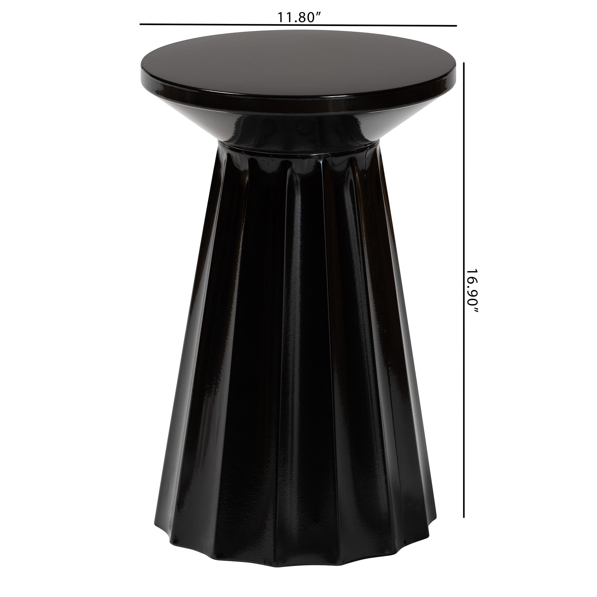 Ulmer Metal Scalloped Side Table - Modern Round Accent Table for Indoor or Semi-Outdoor Use, Black