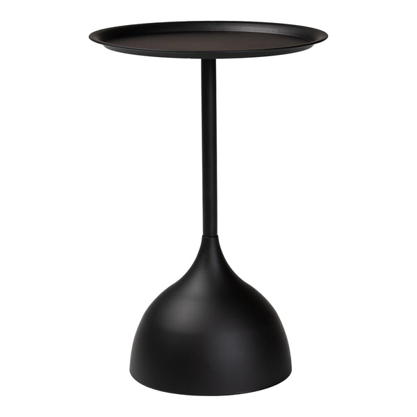 Webb Black Metal Pedestal Side Table - Modern Accent Table with Round Tray Top for Indoor or Semi-Outdoor Use