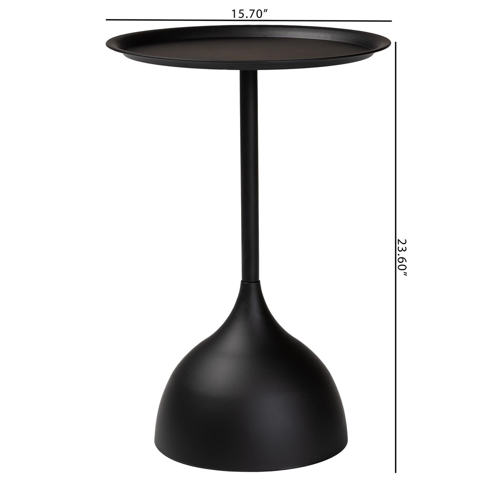 Webb Black Metal Pedestal Side Table - Modern Accent Table with Round Tray Top for Indoor or Semi-Outdoor Use