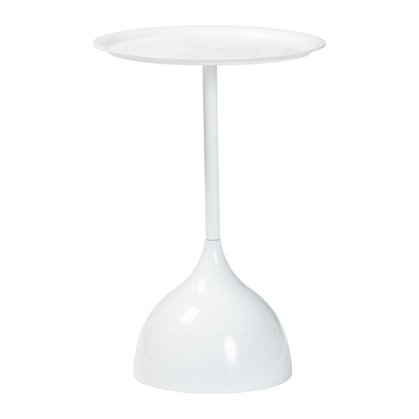 Webb White Metal Pedestal Side Table - Modern Accent Table with Round Tray Top for Indoor or Semi-Outdoor Use