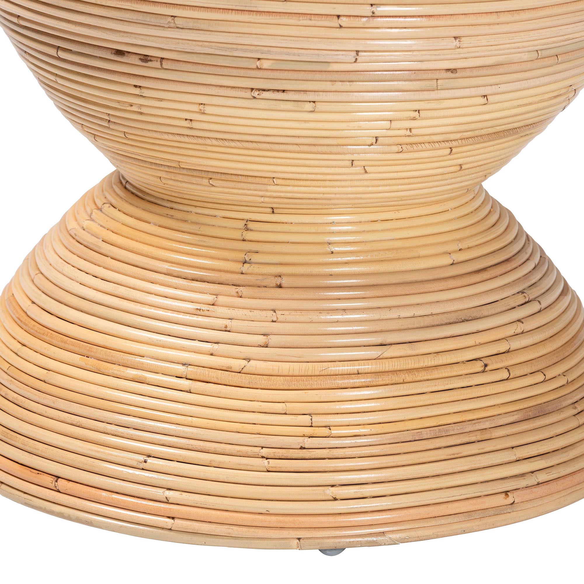 Tokyo Laminated Natural Rattan Side Table -  Hourglass Accent Table with Modern Sculptural Design, Boho Chic Style for Living Room or Bedroom, Natural