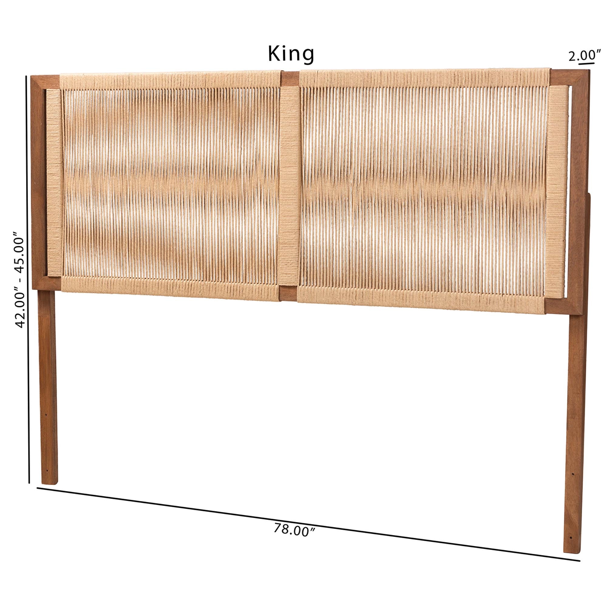 Holitz Natural Rope Woven Headboard - Mountable Bed Backboard with Bayur Wood Frame, Modern Boho Accent for Bedroom Decor, King