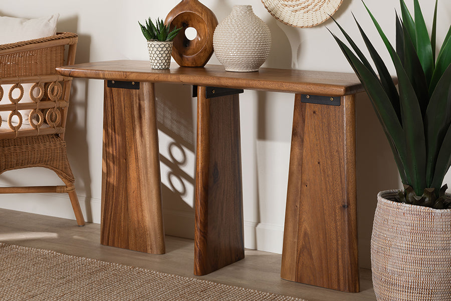 Caruso Suar Wood Console Table - Live Edge Statement Table for Entryway or Living Room