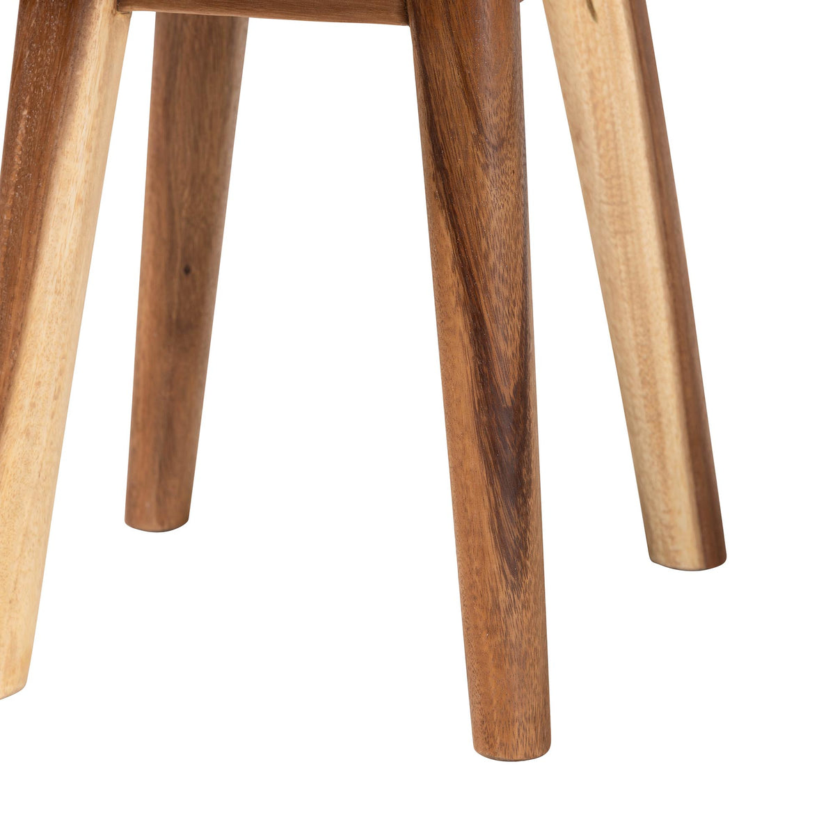 Jia Suar Wood End Table - Handcrafted Side Table with Live Edge Round Top and Tapered Legs, Rustic Boho Accent Furniture for Living Room, Bedroom, or Patio