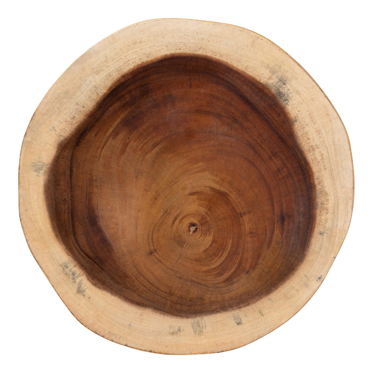 Jia Suar Wood End Table - Handcrafted Side Table with Live Edge Round Top and Tapered Legs, Rustic Boho Accent Furniture for Living Room, Bedroom, or Patio