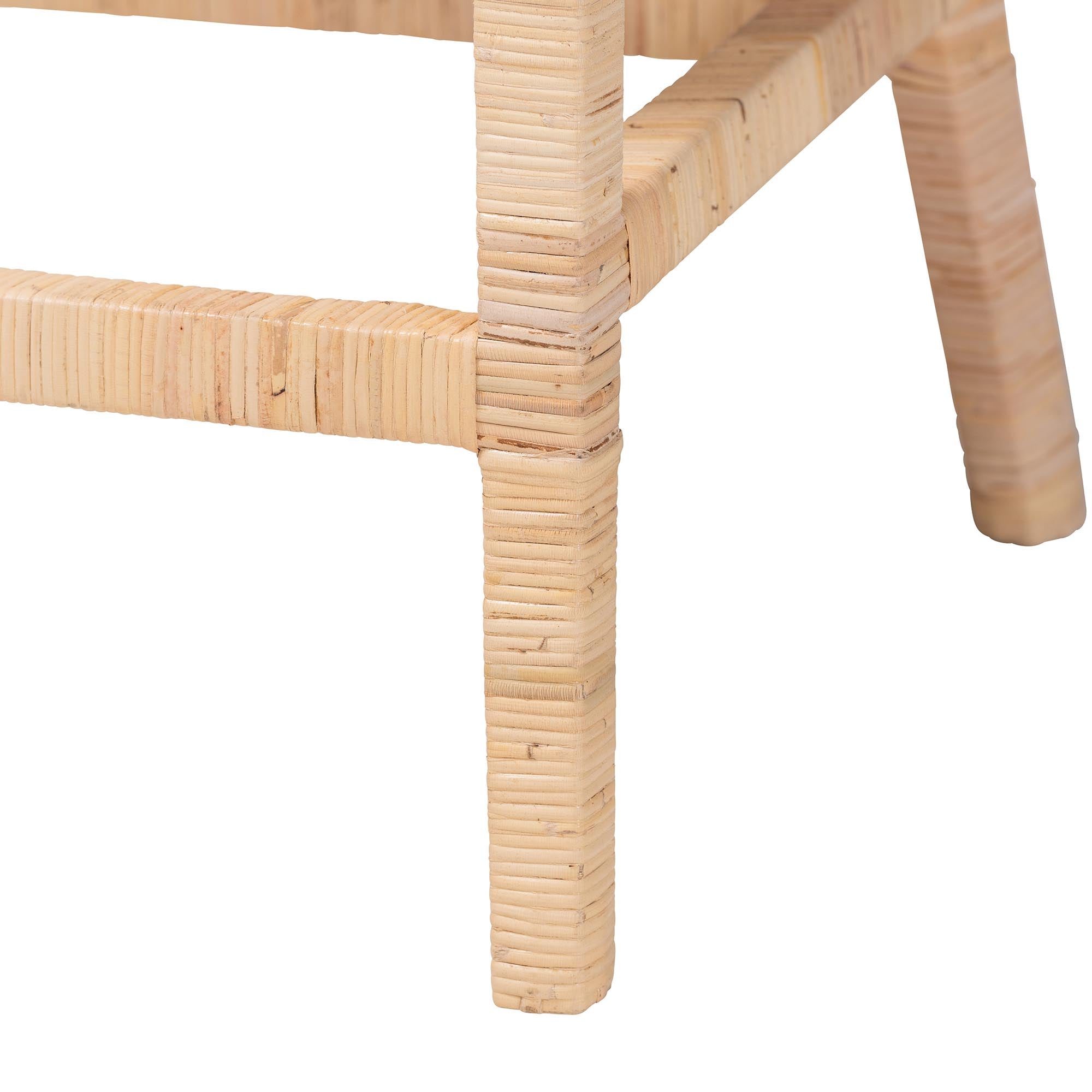 bali & pari Beata Natural Rattan Counter Stool - Handcrafted Wingback Counter Chair with Woven Detailing and Removable Cushion, Coastal Boho Style Seating for Kitchen Island or Dining Area