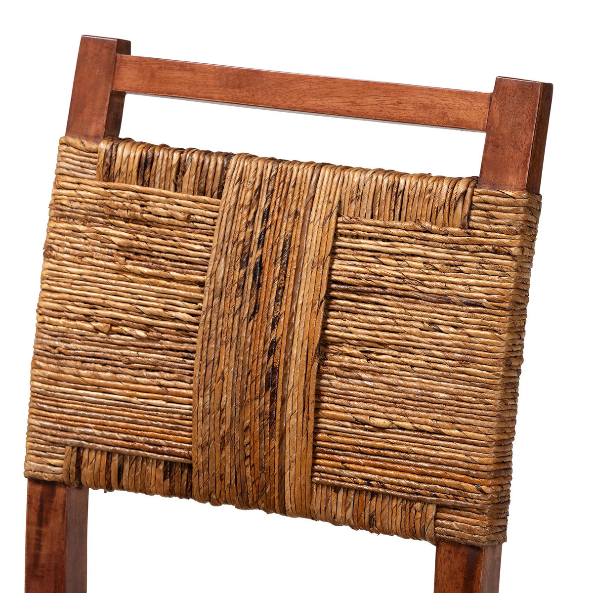 Chabela Handwoven Seagrass Dining Chair Set of 2- Solid Mango Wood Frame with Woven Seat and Backrest, Rustic Boho Style Kitchen or Dining Room Seating, Brown