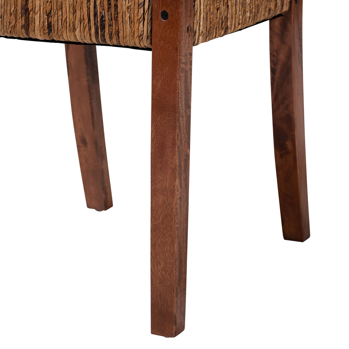 Chabela Handwoven Seagrass Dining Chair Set of 2- Solid Mango Wood Frame with Woven Seat and Backrest, Rustic Boho Style Kitchen or Dining Room Seating, Brown